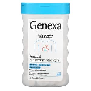 Genexa Antacid Maximum Strength Organic Berry and Vanilla 1000 mg 72 Chewable Tablets