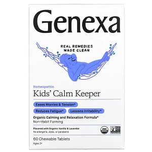 Genexa Kids Calm Keeper Calming and Relaxation Ages 3+ Vanilla and Lavender 60 Chewable Tablets