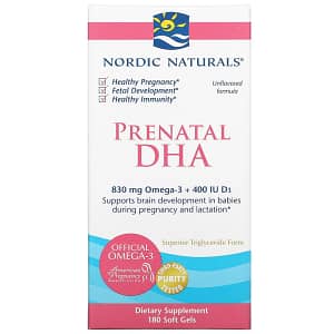 Nordic Naturals Prenatal DHA Unflavored Formula 180 Soft Gels