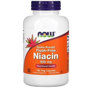 Now Foods Niacin Flush-Free Double Strength 500 mg 180 Veg Caps