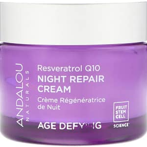 Andalou Naturals Night Repair Cream Resveratrol Q10 Age-Defying 1.7 oz