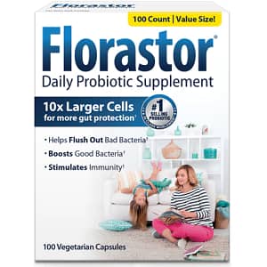 Florastor Daily Probiotic -- 100 Vegetable Capsules