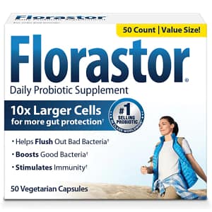 Florastor Daily Probiotic Supplement 250 mg 50 Vegetable Capsules