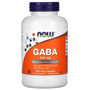 NOW Foods GABA with Vitamin B-6 500 mg 200 Veg Capsules