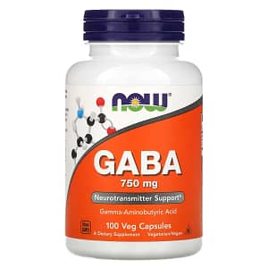 NOW Foods GABA with Vitamin B-6 750 mg 100 Veg Capsules