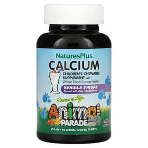 NaturesPlus Source of Life Animal Parade Calcium Childrens Chewable Supplement Vanilla Sundae 90 Animal-Shaped Tablets
