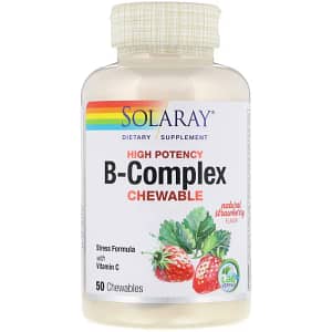 Solaray High Potency B-Complex Chewable Natural Strawberry Flavor 50 Chewables