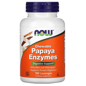 NOW Foods Chewable Papaya Enzymes 180 Lozenges back