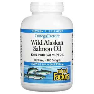 Natural Factors Omega Factors Wild Alaskan Salmon Oil 1000 mg 180 Softgels