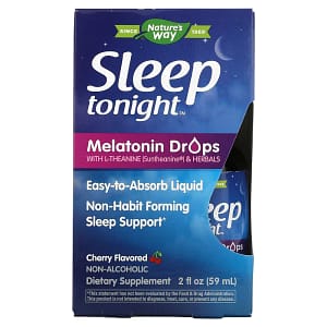 Natures Way Sleep Tonight Melatonin Drops With L-Theanine and Herbals Cherry 2 fl oz