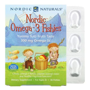 Nordic Naturals Nordic Omega-3 Fishies For Ages 2+ Yummy Tutti Frutti Taste 300 mg 36 Fishies
