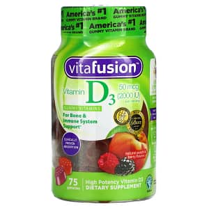 VitaFusion Vitamin D3 Natural Peach and Berry 25 mcg (1000 IU) 75 Gummies