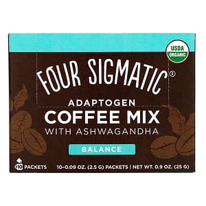 Four Sigmatic Adaptogen Coffee Mix with Ashwagandha Balance Medium Roast 10 Packets 0.09 oz