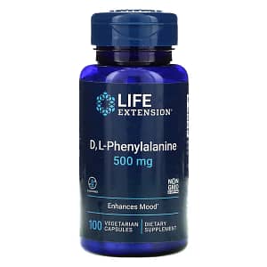 Life Extension D L-Phenylalanine 500 mg 100 Vegetarian Capsules