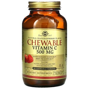 Solgar Chewable Vitamin C Natural Cran-Raspberry 500 mg 90 Chewable Tablets