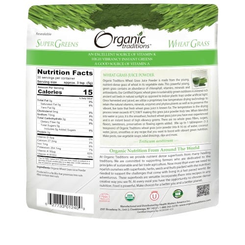 image for Organic Traditions Wheat Grass Juice Powder 5.3oz