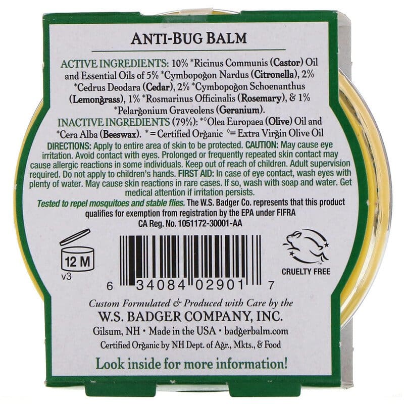 Badger Company Anti-Bug Balm Citronella and Rosemary 2 oz