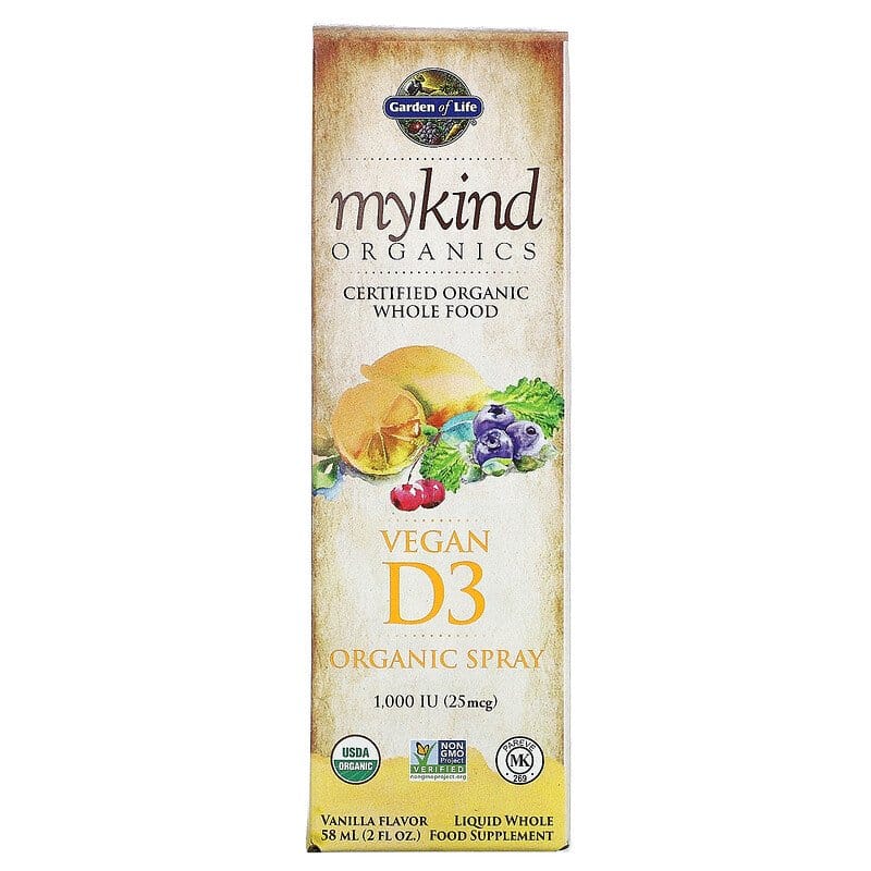 Garden of Life MyKind Organics Vegan D3 Organic Spray Vanilla 25 mcg (1000 IU) 2 fl oz