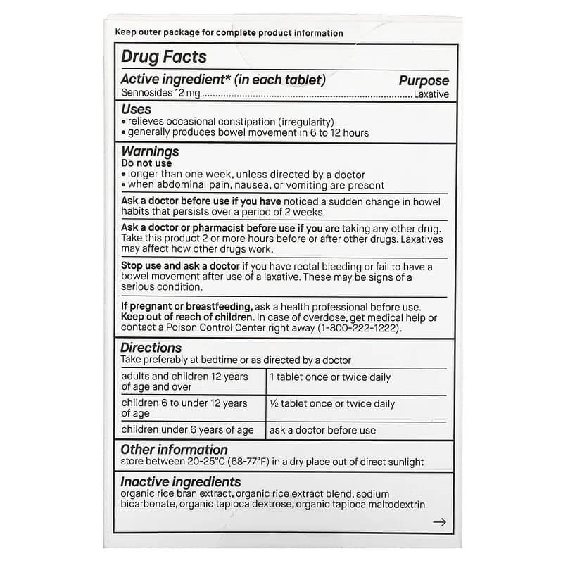 Genexa Senna Laxative 12 mg 50 Tablets