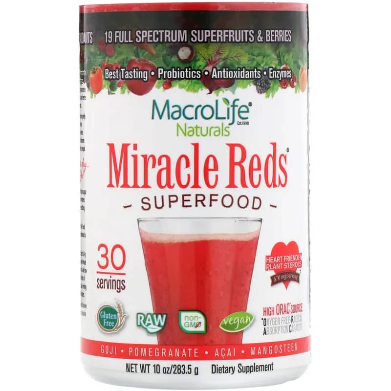 Macrolife Naturals Miracle Reds Superfood Goji-Pomegranate-Acai-Mangosteen 10 oz