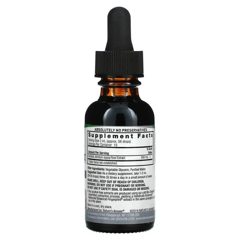 Natures Answer Burdock Root Extract Alcohol-Free 1350 mg 1 fl oz (30 ml)