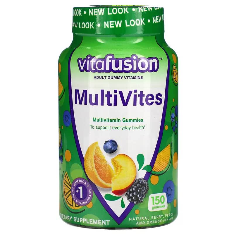VitaFusion MultiVites Multivitamin Gummies Natural Berry Peach and Orange 150 Gummies