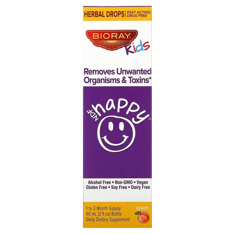 Bioray NDF Happy Removes Unwanted Organisms and Toxins Kids Peach Flavor 2 fl oz