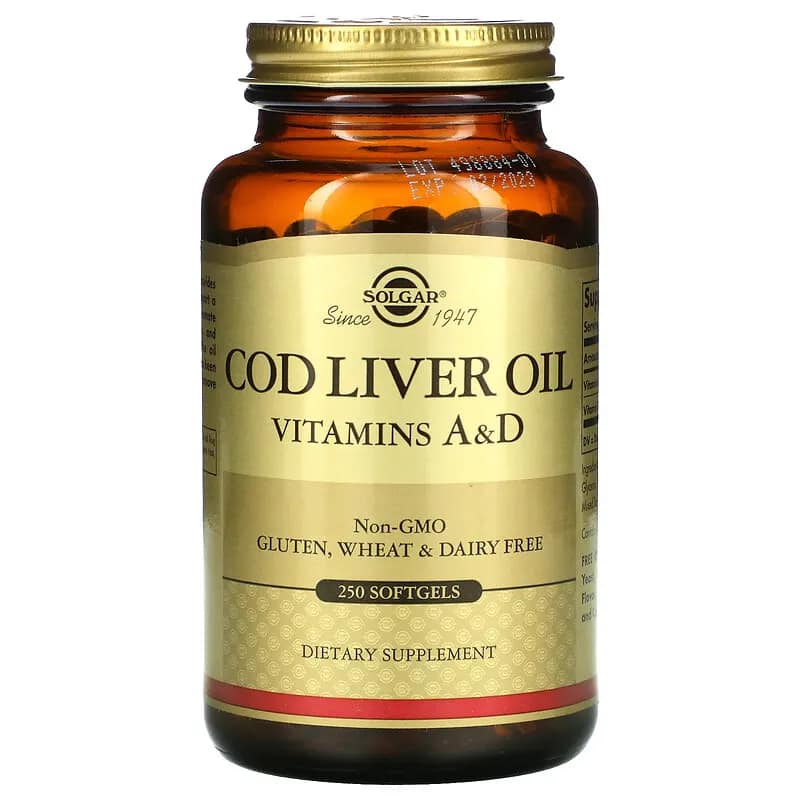 Solgar Cod Liver Oil Vitamins A & D 250 Softgels