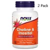 NOW Foods Choline and Inositol 100 Veg Capsules 2 PACK