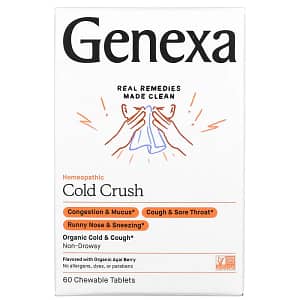Genexa Cold Crush Cold and Cough Organic Acai Berry 60 Chewable Tablets
