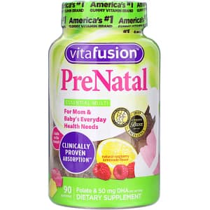 VitaFusion PreNatal Folate and DHA Natural Raspberry Lemonade Flavor 90 Gummies