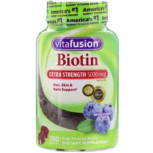 VitaFusion Extra Strength Biotin Natural Blueberry Flavor 2500 mcg 100 Gummies