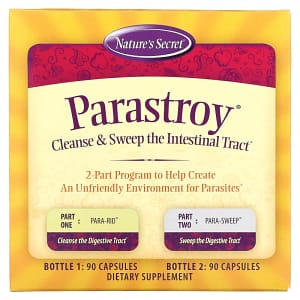 Natures Secret Parastroy Cleanse and Sweep The Intestinal Tract 2 Bottles 90 Capsules Each