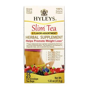 Hyleys Tea Slim Tea 5 Flavor Assortment 25 Foil Envelope Tea Bags 1.32 oz
