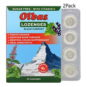 Olbas Therapeutic Lozenges Maximum Strength Sugar Free Black Currant 24 Lozenges (2Pack)