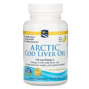 Nordic Naturals Arctic Cod Liver Oil Lemon 250 mg 90 Soft Gels