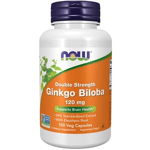 NOW Ginkgo Biloba Double Strength 120 mg 100 Veg Capsules