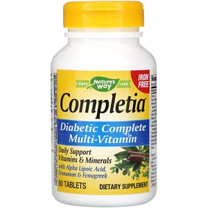 Natures Way Completia Diabetic Complete Multi-Vitamin Iron Free 90 Tablets back