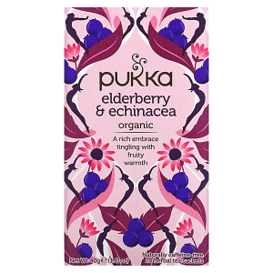 Pukka Herbs Organic Herbal Tea Elderberry and Echinacea 20 Sachets 0.07 oz