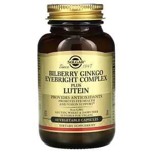 Solgar Bilberry Ginkgo Eyebright Complex Plus Lutein 60 Vegetable Capsules