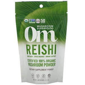 Om Mushrooms Reishi Certified 100% Organic Mushroom Powder 3.5 oz
