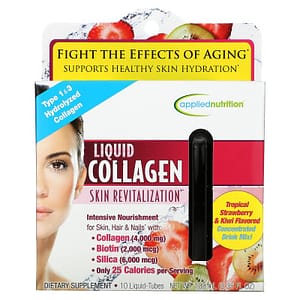 appliednutrition Liquid Collagen Skin Revitalization Tropical Strawberry and Kiwi 10 Liquid-Tubes 10 ml Each