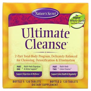 Natures Secret Ultimate Cleanse 2 Part Total-Body Program 2 Bottles 120 Tablets Each
