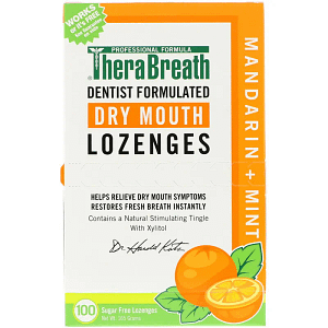 TheraBreath Dry Mouth Lozenges Mandarin Mint 100 Wrapped Lozenges 165 g back