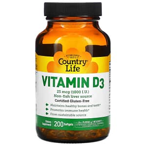 Country Life Vitamin D3 25 mcg (1000 I.U.) 200 Softgels