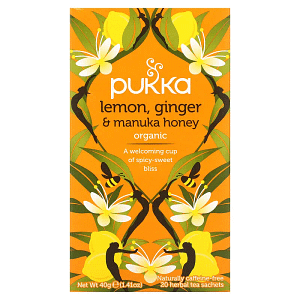 Pukka Herbs Organic Herbal Tea Lemon Ginger and Manuka Honey Caffeine Free 20 Sachets 0.07 oz
