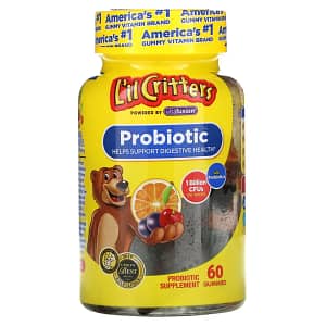 Lil Critters Probiotic With Prebiotics Cherry Orange and Grape Flavor 1 Billion CFUs 60 Gummies