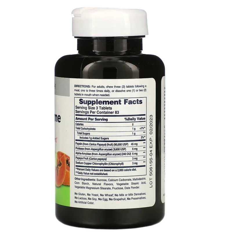American Health Papaya Enzyme with Chlorophyll 250 Chewable Tablets
