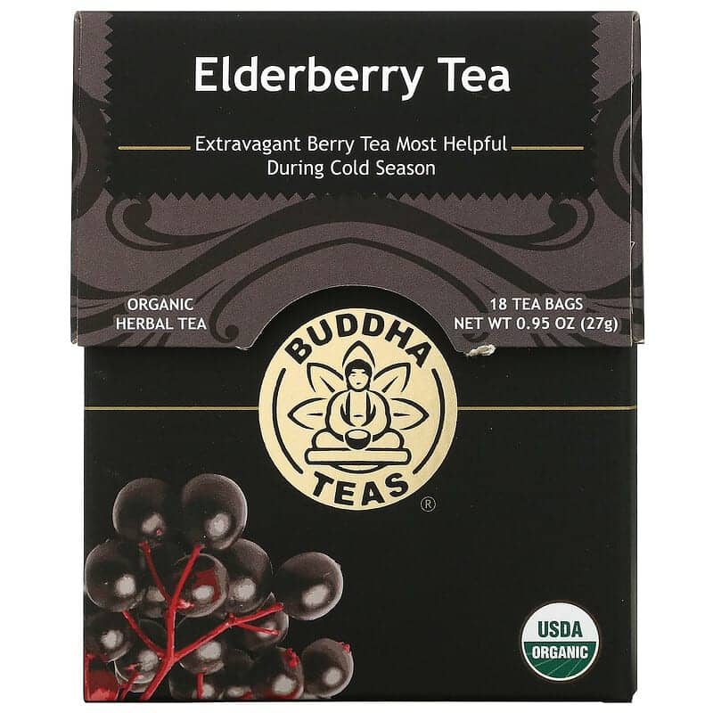 Buddha Teas Organic Herbal Tea Elderberry 18 Tea Bags 0.95 oz
