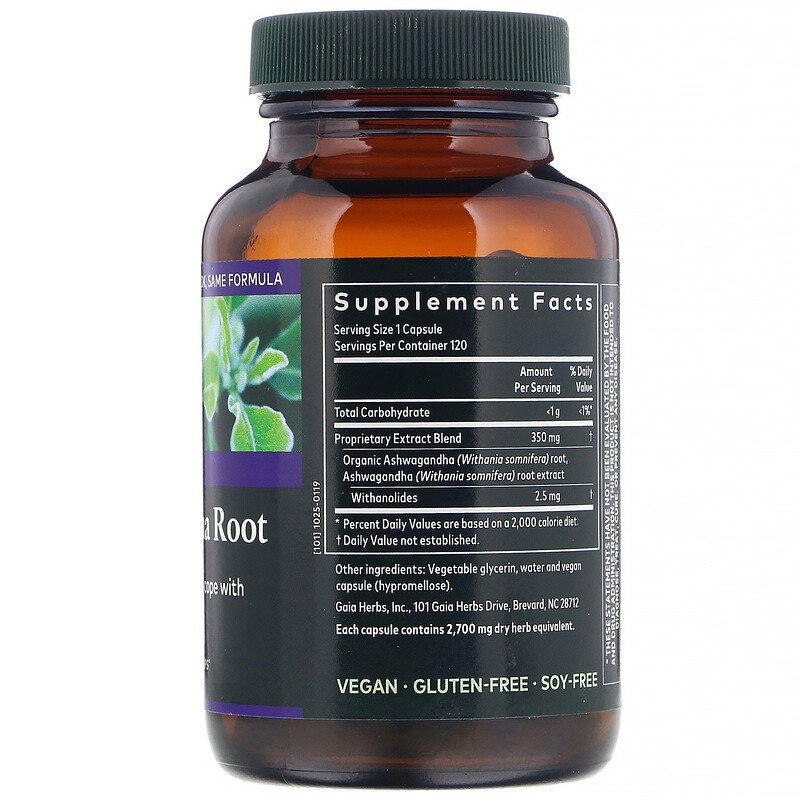 Gaia Herbs Ashwagandha Root 120 Vegan Liquid Phyto-Caps